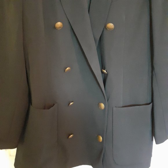 J. Peterman Double Breasted 8-Button Blazer Black Size 14 - Picture 5 of 11